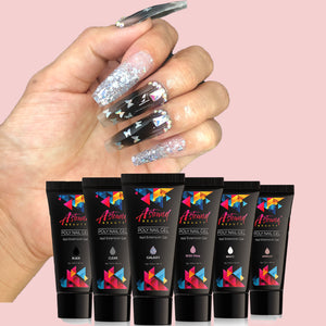 Poly Nail Gel Kit with LED Lamp, Slip Solution and Glitter Poly Nail Gel All-in-One Kit