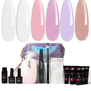 Poly Nail Gel Kit with UV Lamp, Slip Solution - Poly Nail Gel All-in-One Kit