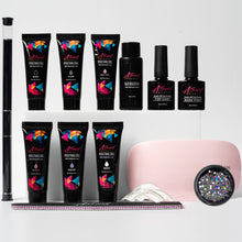 Load image into Gallery viewer, Poly Nail Gel Kit with LED Lamp, Slip Solution and Glitter Poly Nail Gel All-in-One Kit