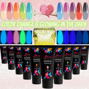 Poly Nail Gel Kit with 10 Mood Change and Glow in the Dark Color Poly Nail Gel