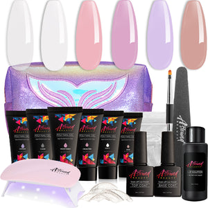 Poly Nail Gel Kit with UV Lamp, Slip Solution - Poly Nail Gel All-in-One Kit