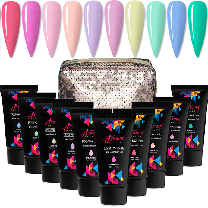 Poly nail Gel Kit with 10 Cream Color Poly nail gel
