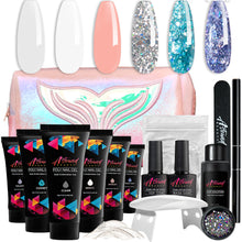 Load image into Gallery viewer, Poly Nail Gel Kit with LED Lamp, Slip Solution and Glitter Color Poly Nail Gel All-in-One Kit